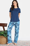 Zivame Indigo Wild Knit Poly Pyjama Set - Moonlight Ocean — thumbnail 2